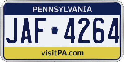 PA license plate JAF4264