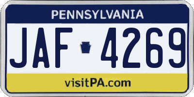 PA license plate JAF4269