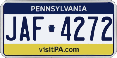 PA license plate JAF4272