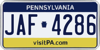 PA license plate JAF4286