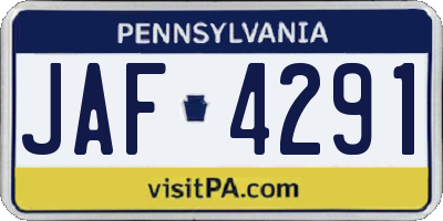 PA license plate JAF4291