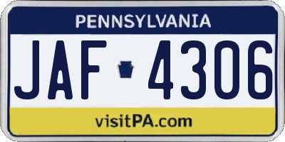 PA license plate JAF4306