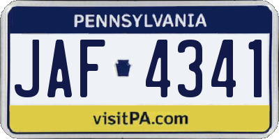 PA license plate JAF4341