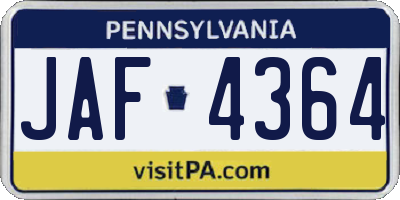PA license plate JAF4364