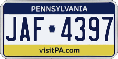 PA license plate JAF4397