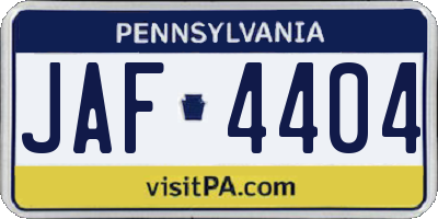 PA license plate JAF4404