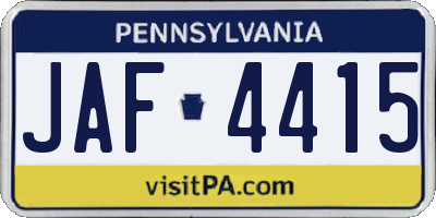 PA license plate JAF4415