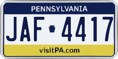 PA license plate JAF4417
