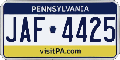 PA license plate JAF4425