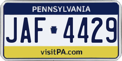 PA license plate JAF4429