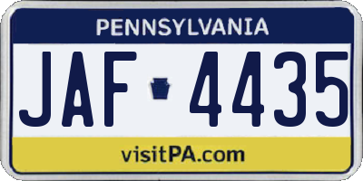 PA license plate JAF4435