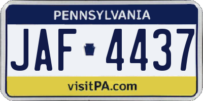 PA license plate JAF4437