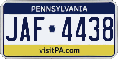 PA license plate JAF4438