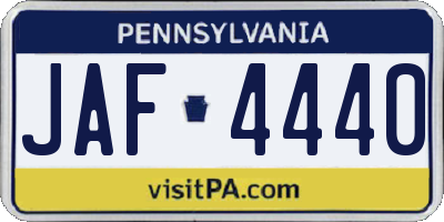 PA license plate JAF4440
