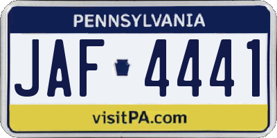PA license plate JAF4441