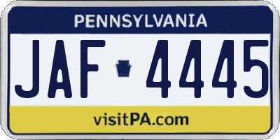 PA license plate JAF4445