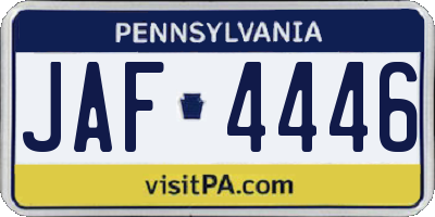 PA license plate JAF4446