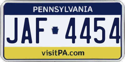 PA license plate JAF4454