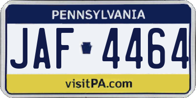 PA license plate JAF4464