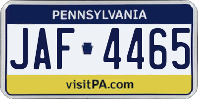 PA license plate JAF4465