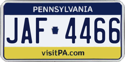 PA license plate JAF4466