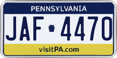 PA license plate JAF4470
