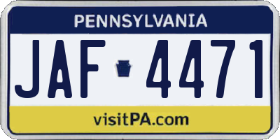 PA license plate JAF4471