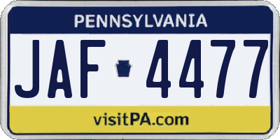 PA license plate JAF4477