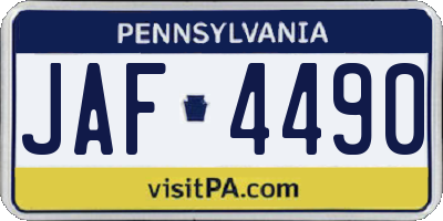 PA license plate JAF4490