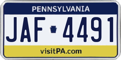 PA license plate JAF4491