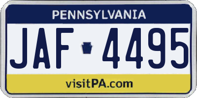 PA license plate JAF4495