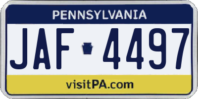 PA license plate JAF4497