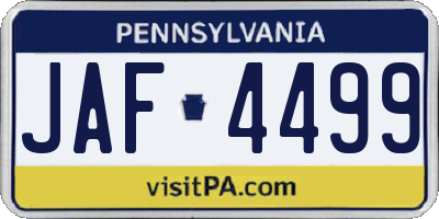 PA license plate JAF4499