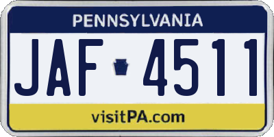 PA license plate JAF4511