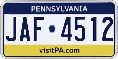 PA license plate JAF4512
