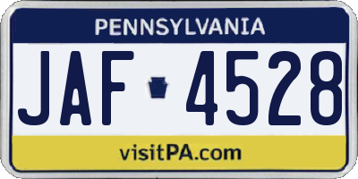 PA license plate JAF4528