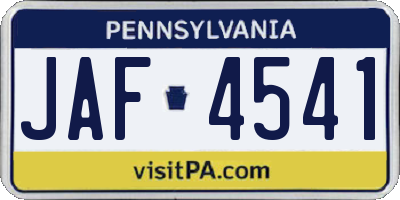 PA license plate JAF4541