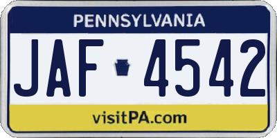 PA license plate JAF4542