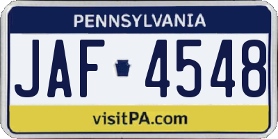 PA license plate JAF4548