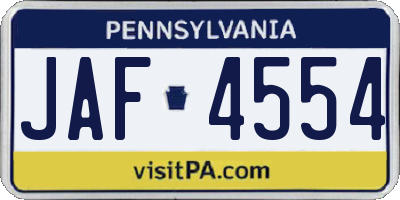 PA license plate JAF4554