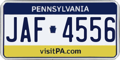 PA license plate JAF4556