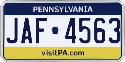 PA license plate JAF4563