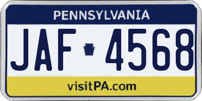 PA license plate JAF4568
