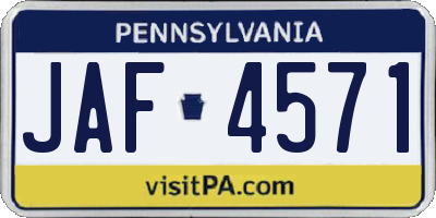 PA license plate JAF4571