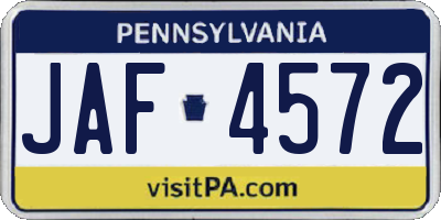 PA license plate JAF4572