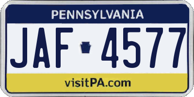 PA license plate JAF4577