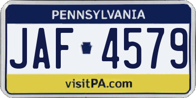 PA license plate JAF4579
