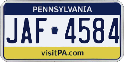PA license plate JAF4584