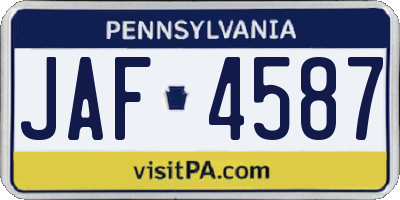 PA license plate JAF4587