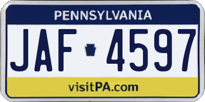 PA license plate JAF4597